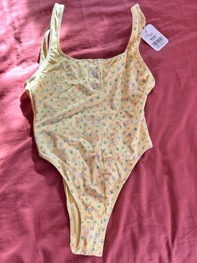 Frankie's Bikinis Yellow Floral One-Piece Swimsuit - Pamela Anderson collection